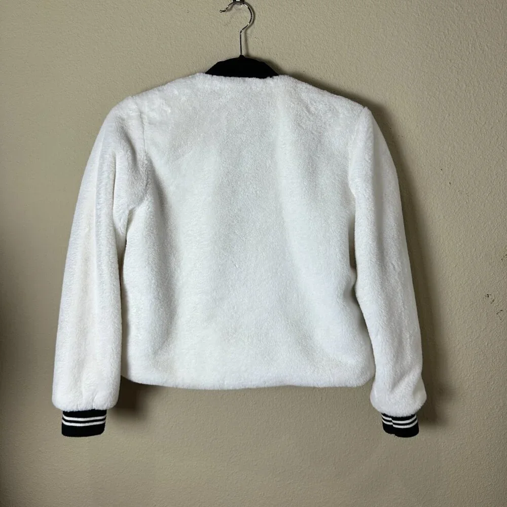 DISNEY White Faux Fur Mickey Bomber Jacket Coat Size Small - Picture 7 of 10